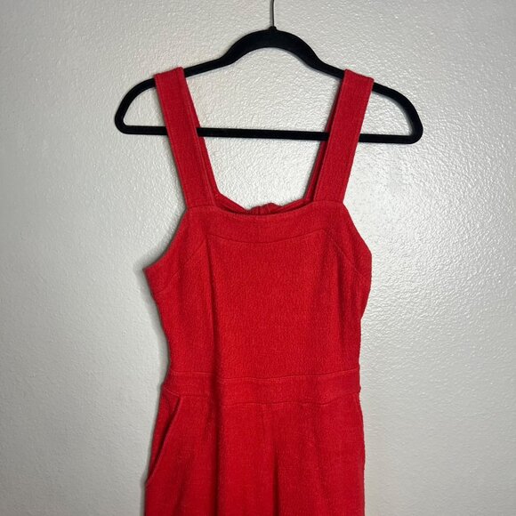 Madewell Texture & Thread Apron Bow-Back Jumpsuit Size 2 Crop Wide Leg - Picture 5 of 10
